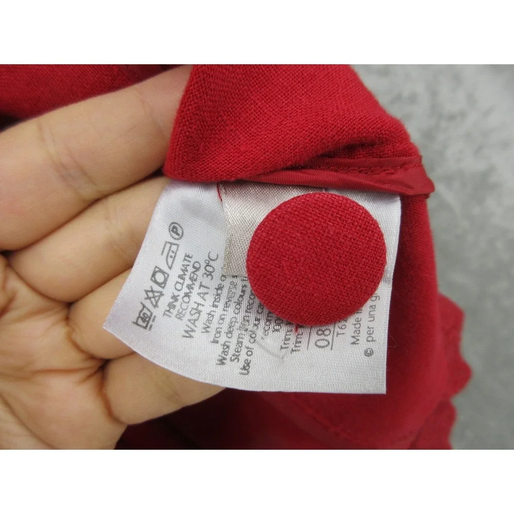 Per Una Jacket‎ Womens 10 Linen Eyelet Lace Trim Ruffle Blazer Office Career Red